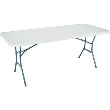LIFETIME PRODUCTS FoldinHalf Table, Steel Frame, Polyethylene Tabletop, GrayWhite 5011